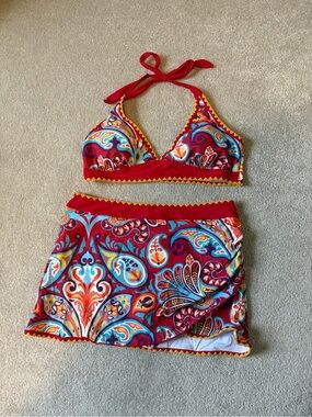 🔥🆕🔥 Vibrant Paisley Halter Swimsuit Two-Piece Set XL